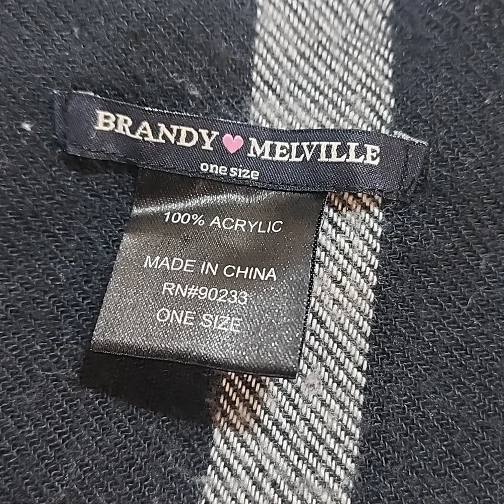 Brandi Melville Black White And Red Striped Scarf With Fringe